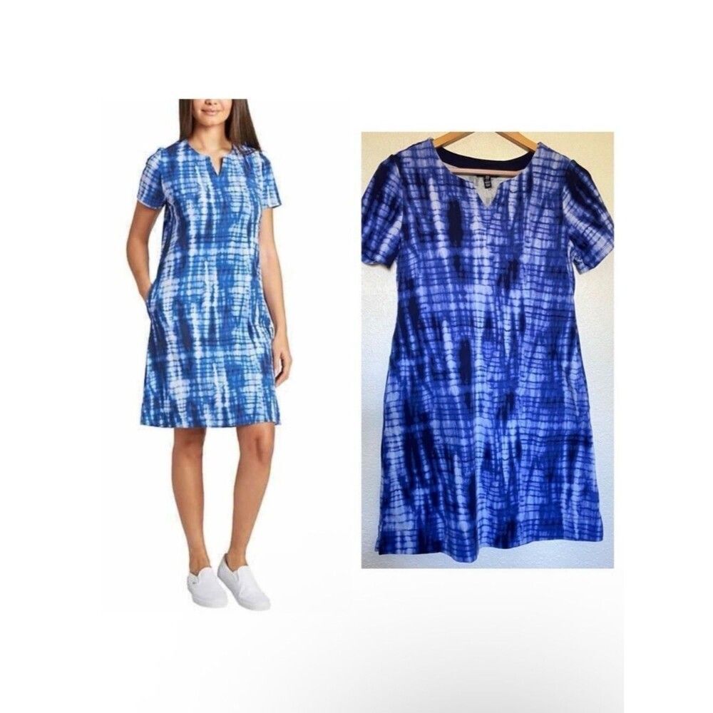 Ellen Tracy Tie Dye Pima Cotton Blend Shift Dress